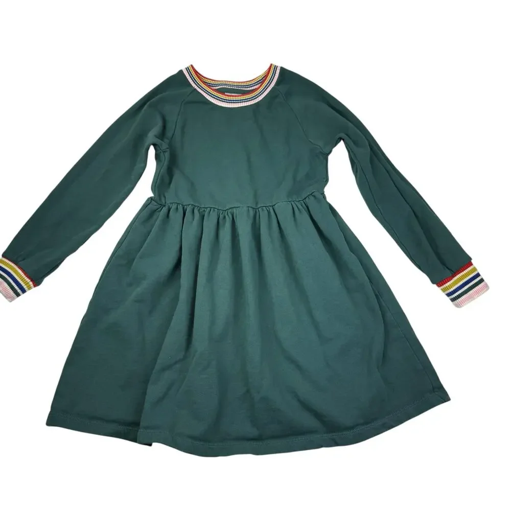Hanna Andersson Green Rainbow Cuff French Terry Dress